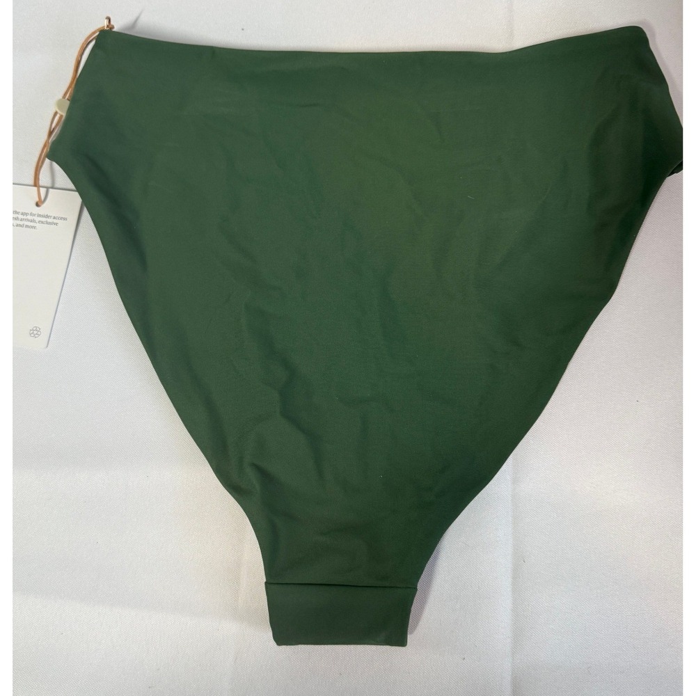 High-Waist Green Bikini Bottom - Women's Swim - Picture 3 of 8